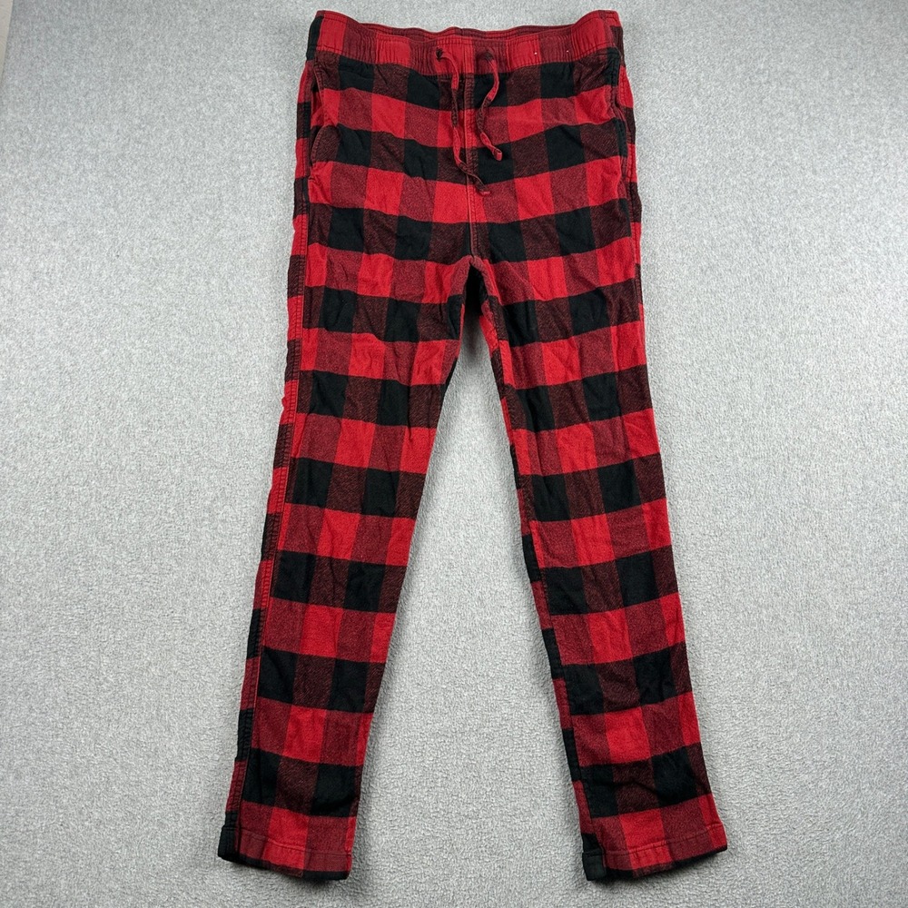 Hollister Pajama Pants Mens L Sleep Red Black Buffalo Plaid Drawstring